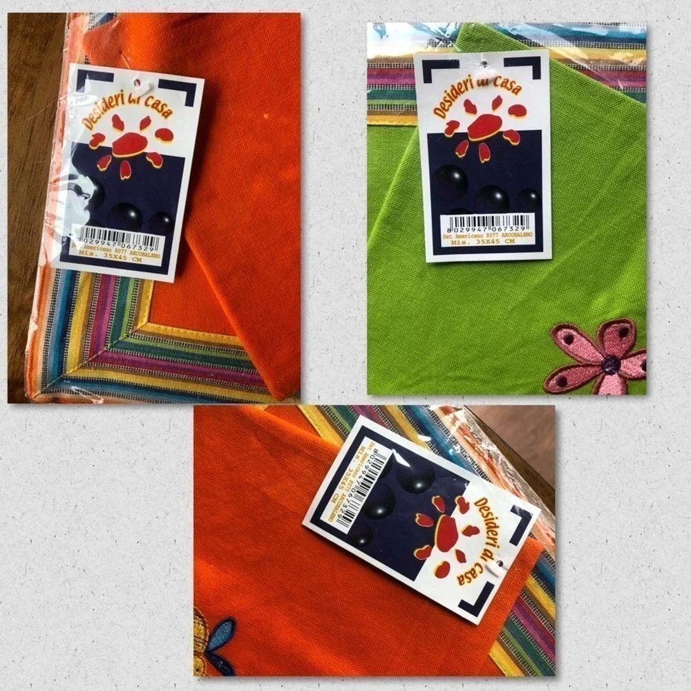 Desideri Di Casa Placemats Napkin Set of 3 Italy NWT embroidered Bee Floral